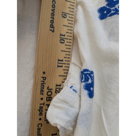 Zara Women's Pants Wide Leg Embroidered Flowers Cream Green/Blue Size Large - Picture 10 of 13